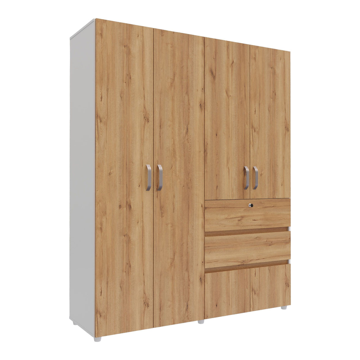 Closet Luanda Duna y Blanco 160x200cm con Dos Cajones con Tres Compartimientos y con Espejo - CLOSETS | Bylmo