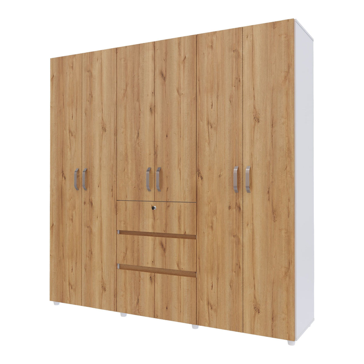 Closet Luanda Duna y Blanco 200x200cm con Dos Cajones y con Cuatro Compartimientos - CLOSETS | Bylmo