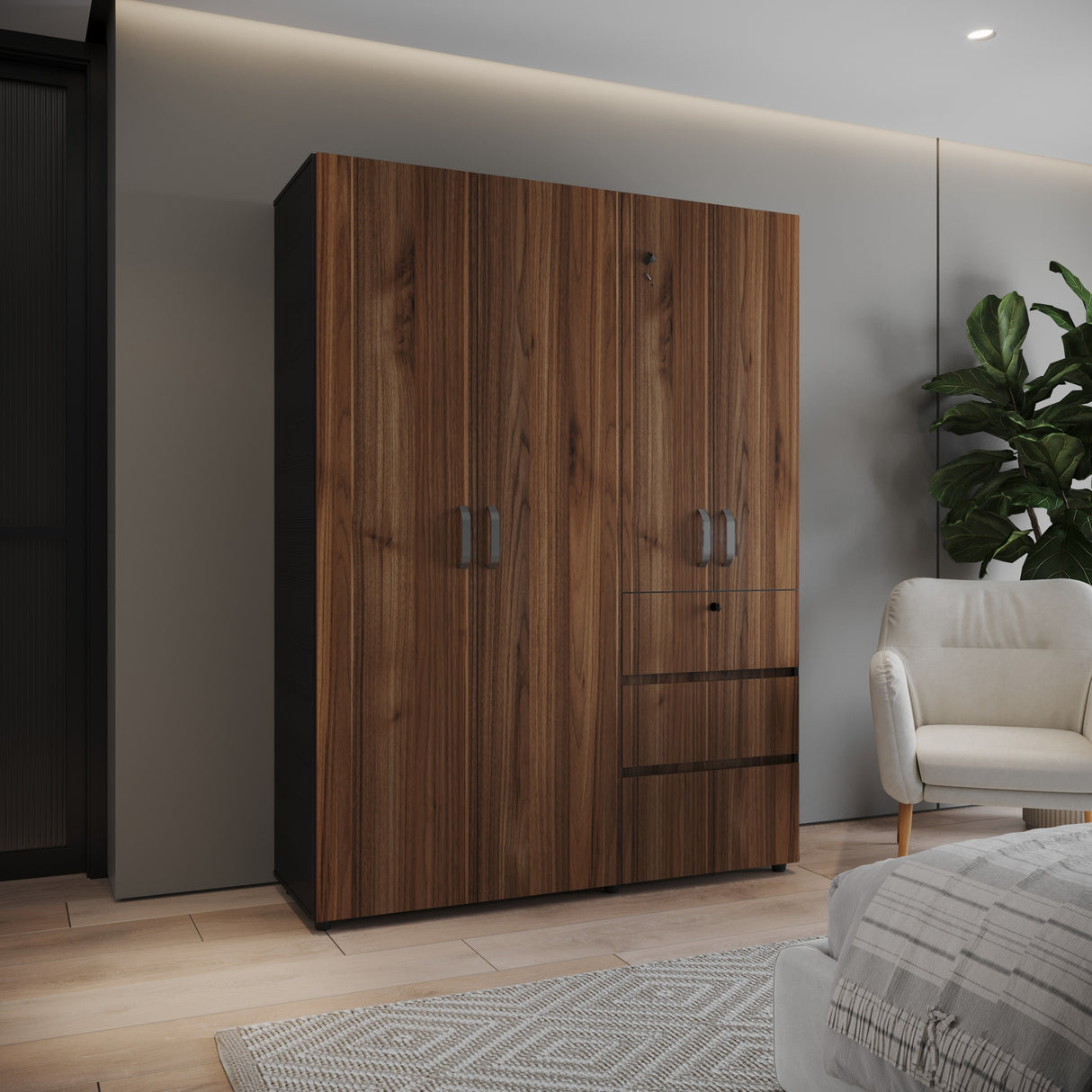 Closet Riga Gales y Wengue 150x200cm con Dos Cajones y con Seis Compartimientos - CLOSETS | Bylmo