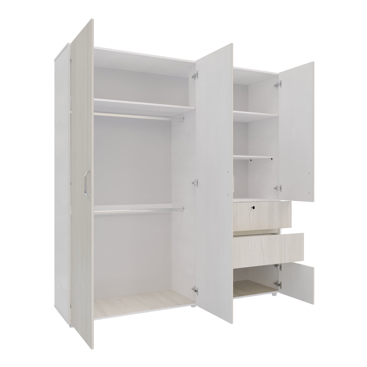 Closet Riga Niebla y Blanco 190x200cm con Dos Cajones y con Seis Compartimientos - CLOSETS | Bylmo