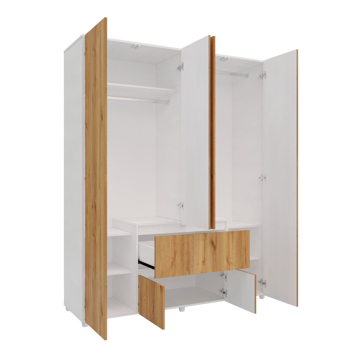 Closet Lemnos Duna y Blanco 160x200cm con Dos Cajones y con Ocho Compartimientos - CLOSETS | Bylmo