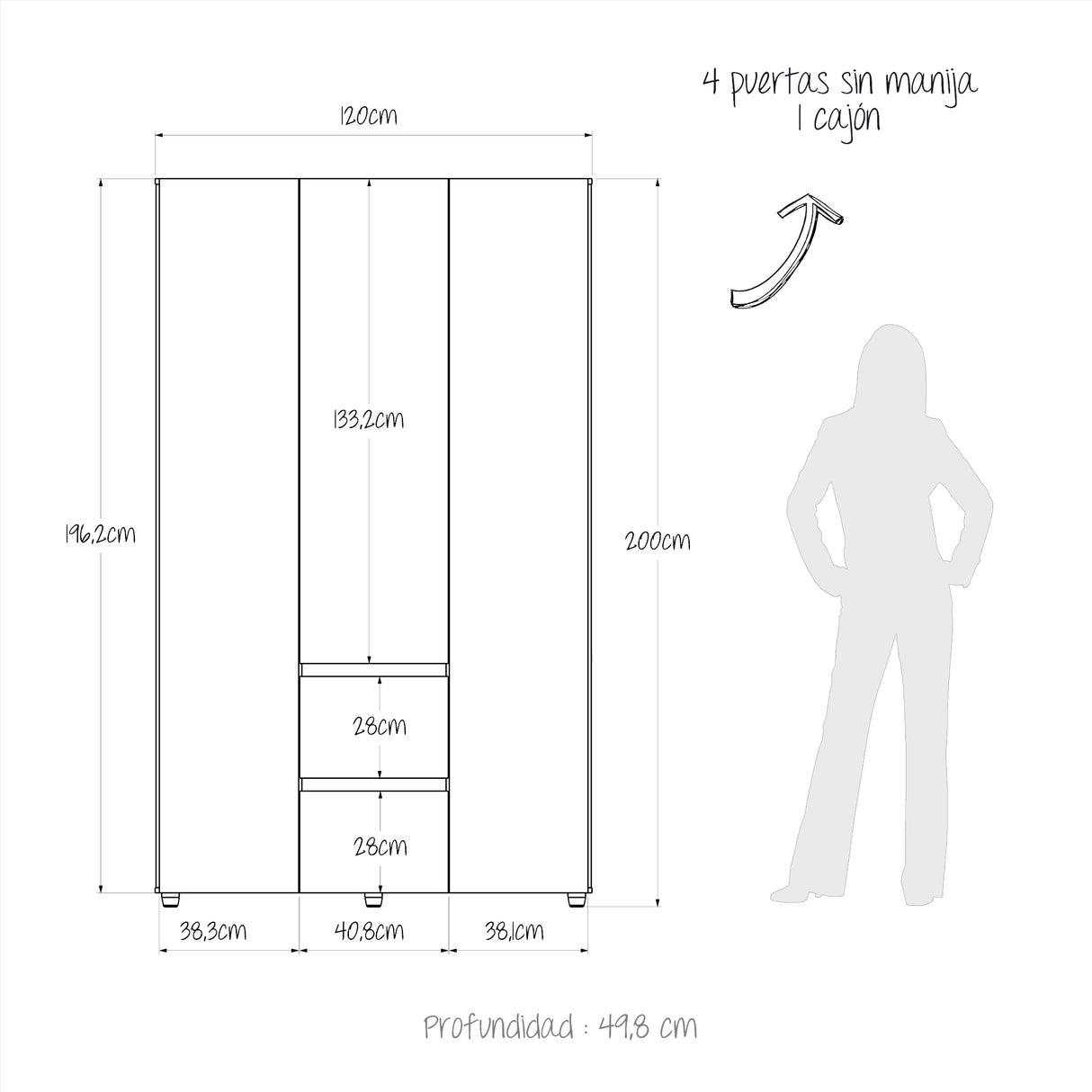 Closet Lemnos Duna y Blanco 120x200cm con Un Cajón y con Siete Compartimientos - CLOSETS | Bylmo