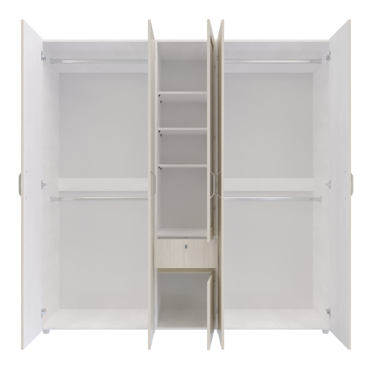 Closet Perla Niebla y Blanco 200x200cm con Un Cajón con Siete Compartimientos y con Espejo - CLOSETS | Bylmo