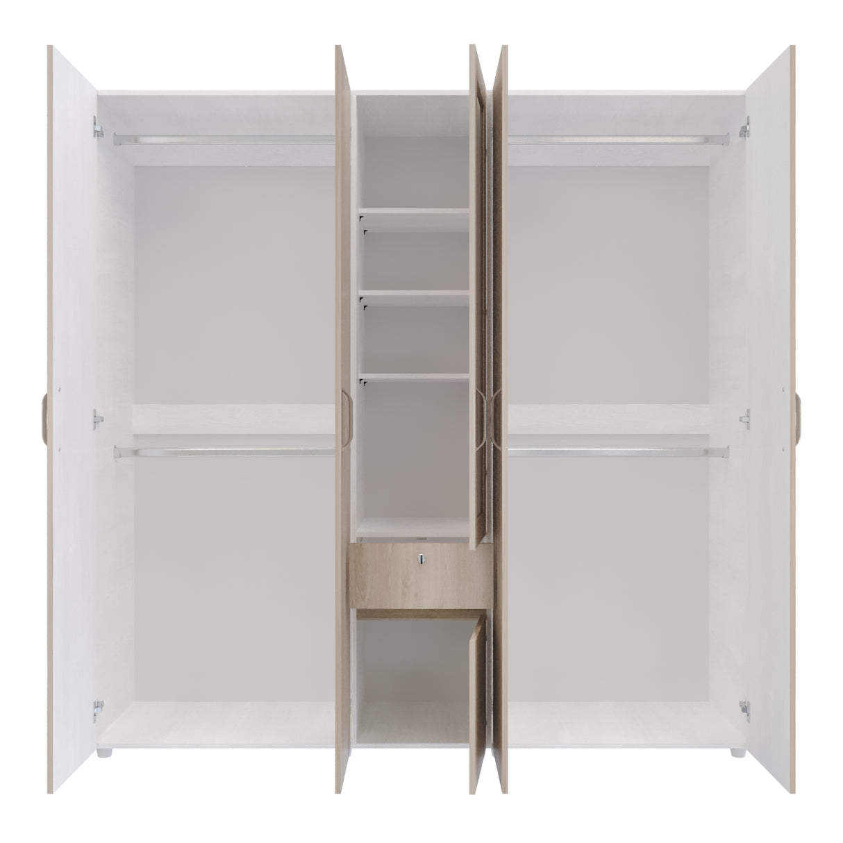 Closet Perla Ceniza y Blanco 200x200cm con Un Cajón con Siete Compartimientos y con Espejo - CLOSETS | Bylmo