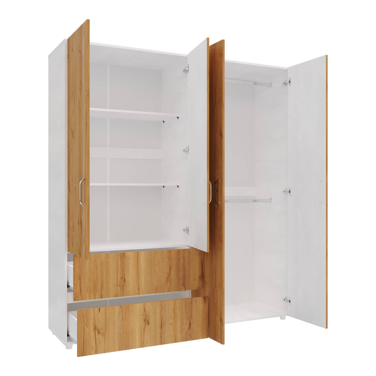 Closet Malabo Duna y Blanco 180x200cm con Dos Cajones y con Tres Compartimientos - CLOSETS | Bylmo
