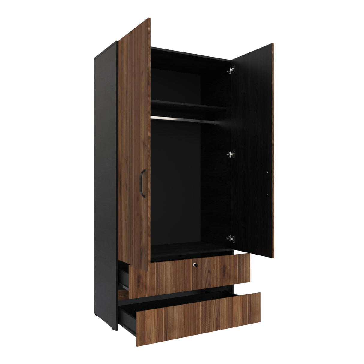 Closet Tripoli Wengue y Duna 100x200cm con Dos Cajones y con Dos Compartimientos - CLOSETS | Bylmo