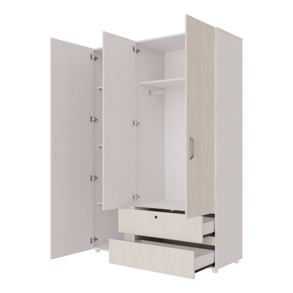 Closet Tripoli Blanco y Niebla 140x200cm con Dos Cajones y con Seis Compartimientos - CLOSETS | Bylmo