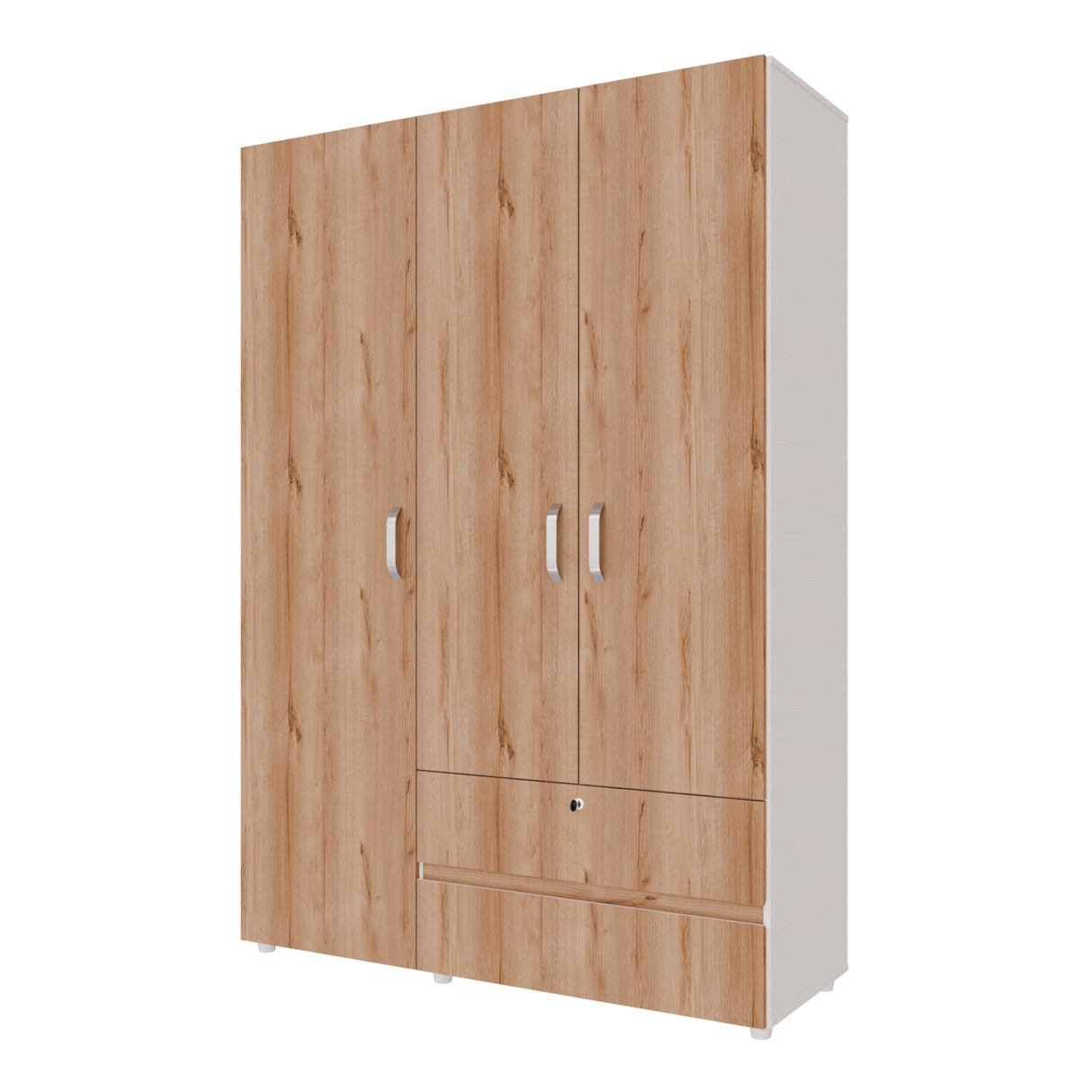 Closet Tripoli Blanco y Duna 140x200cm con Dos Cajones y con Seis Compartimientos - CLOSETS | Bylmo