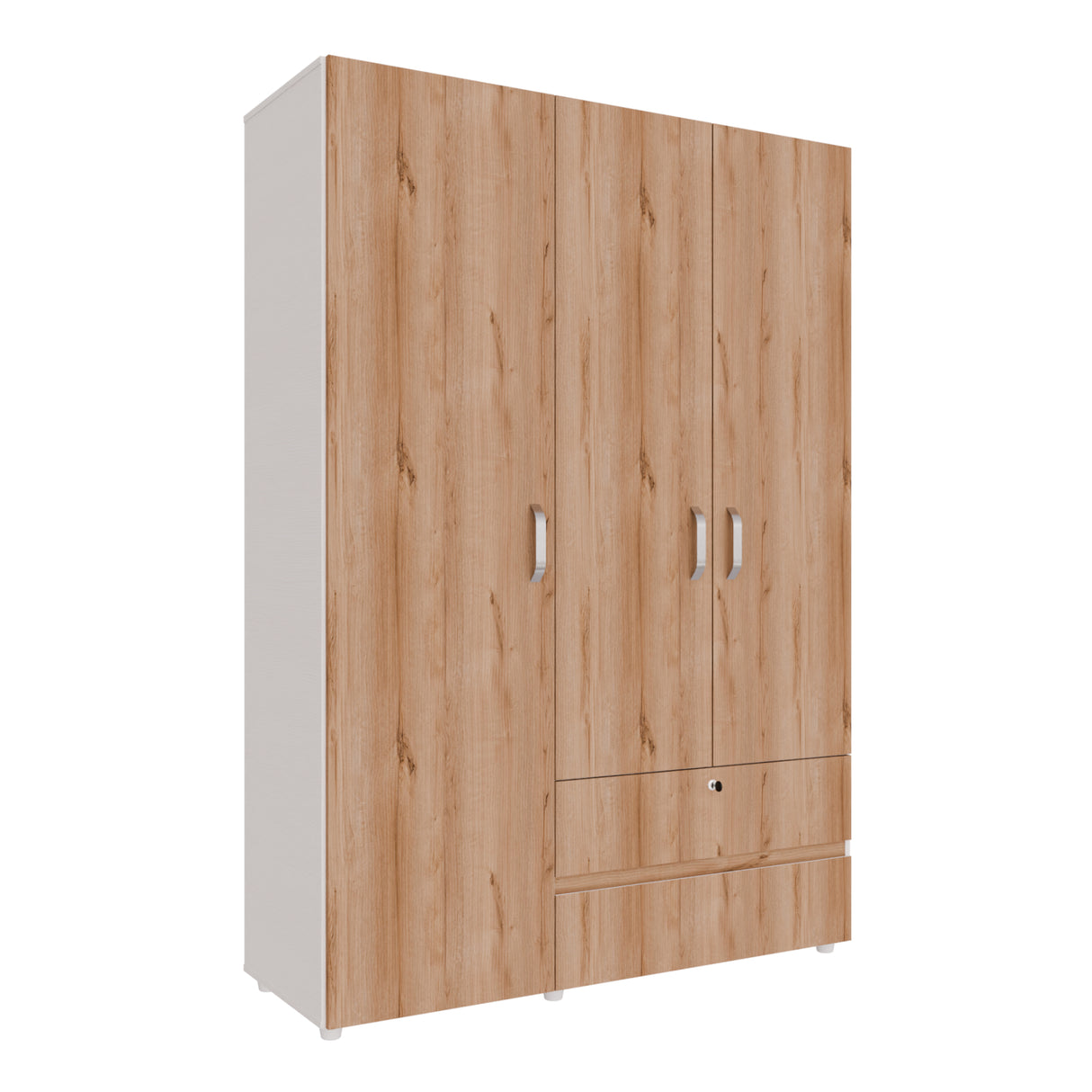 Closet Tripoli Blanco y Duna 140x200cm con Dos Cajones y con Seis Compartimientos - CLOSETS | Bylmo