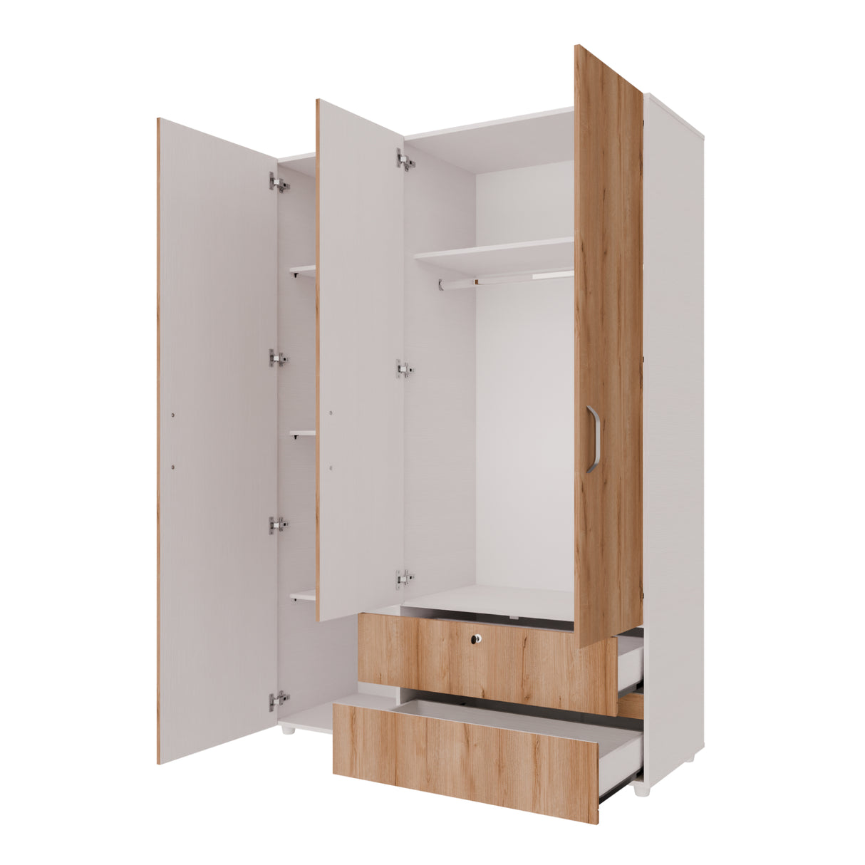 Closet Tripoli Blanco y Duna 140x200cm con Dos Cajones y con Seis Compartimientos - CLOSETS | Bylmo