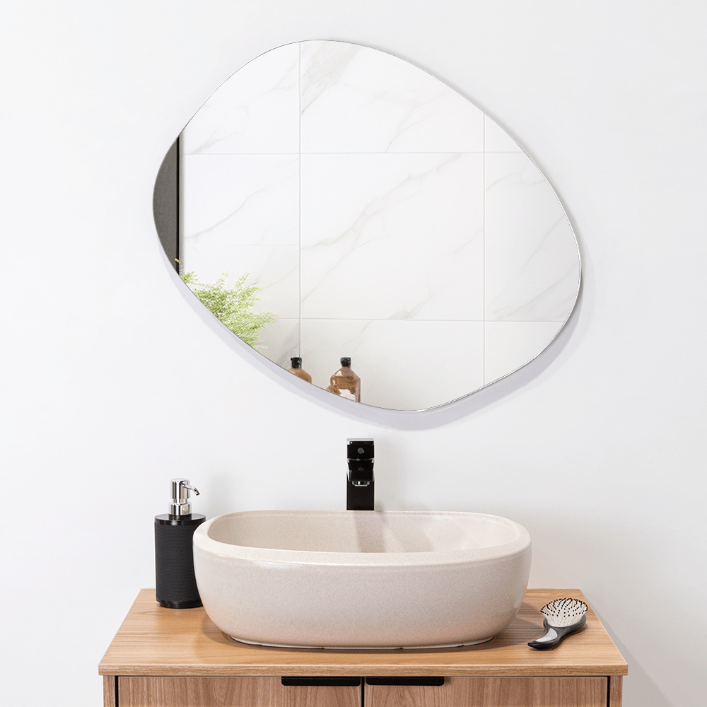 Espejo de Baño Saona Gris 64x50cm Asimetrico sin Marco - ESPEJOS DE BANHO | Bylmo