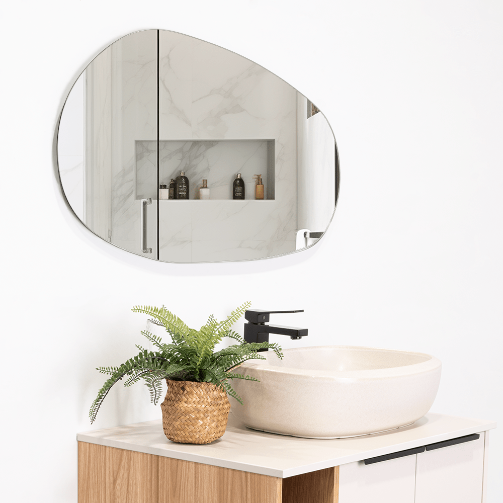 Espejo de Baño Tribeca Gris 88x46cm Asimetrico sin Marco - ESPEJOS DE BANHO | Bylmo