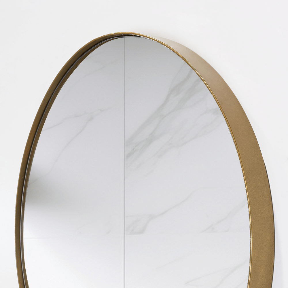 Espejo de Baño D58 Dorado y Gris 58x58cm Redondo con Marco Metalico - ESPEJOS DE BANHO | Bylmo