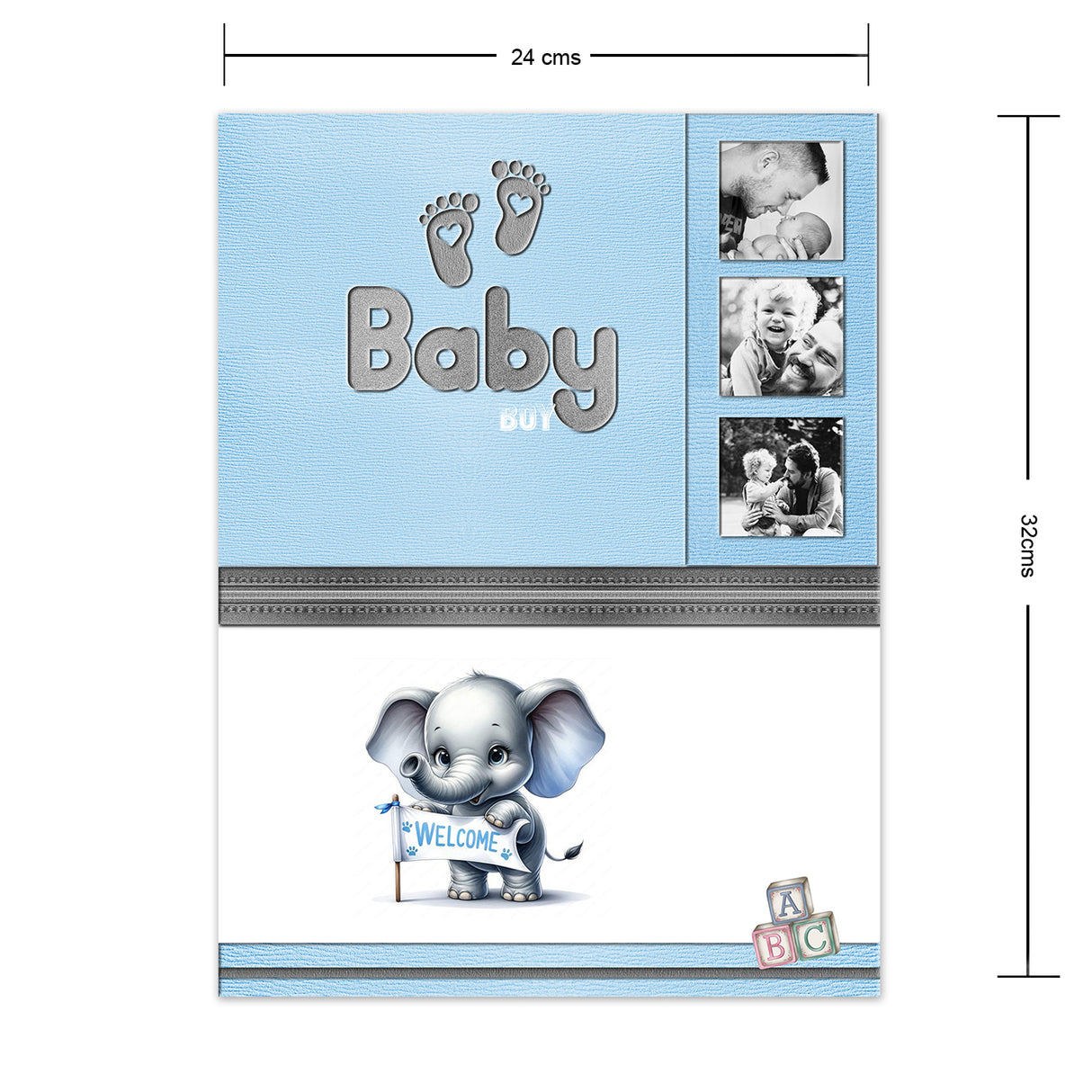 Álbum de Fotos Babyboy Blanco y Azul 24x32cm Argollado de Veinte Páginas - ALBUMES DE FOTOS | Bylmo