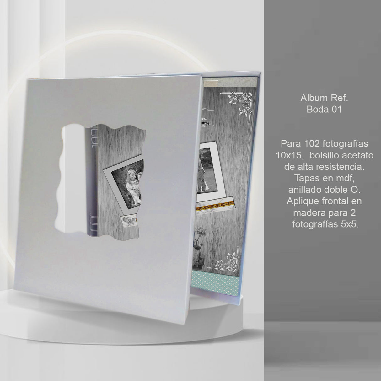 Álbum de Fotos Bodas Blanco y Azul 24x32cm Argollado de Veinte Páginas - ALBUMES DE FOTOS | Bylmo