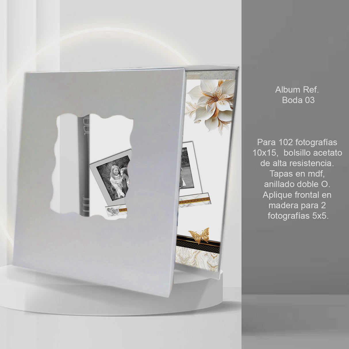 Álbum de Fotos Bodas Blanco 24x32cm Argollado de Veinte Páginas - ALBUMES DE FOTOS | Bylmo