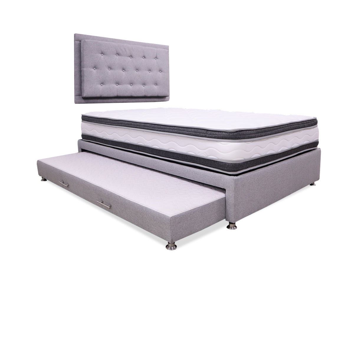 Cama Tarima Nido Blaser Gris Semidoble 120 X 190 Cm con Colchón con Almohada y con Cabecero - CAMAS | Bylmo