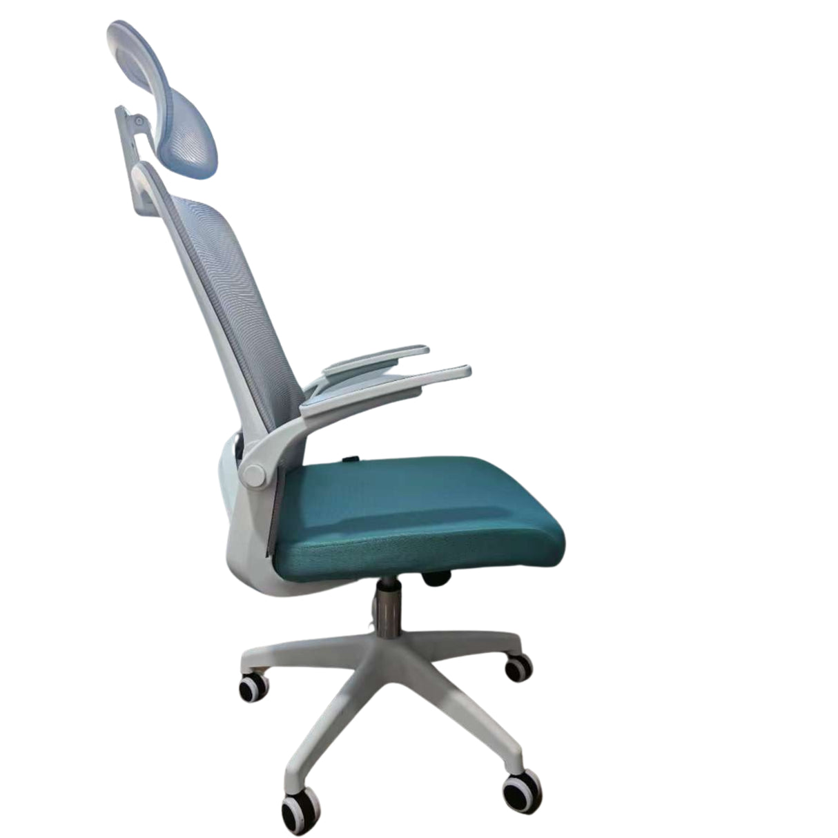 Silla Gerencial Soberana Gris y Verde Claro 61x125cm con Apoya Brazos y con Apoya Cabezas - SILLAS DE OFICINA | Bylmo