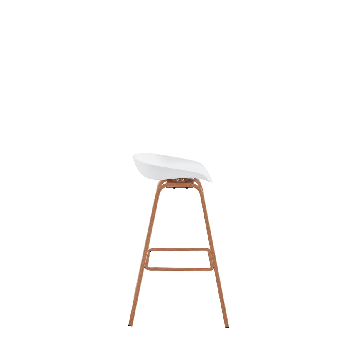 Set x 2 Sillas Bar Blanco y Cafe Claro 52x86cm con Asiento Ovalado y sin Espaldar - SILLAS Y BUTACOS | Bylmo