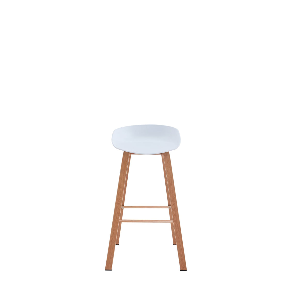 Set x 2 Sillas Bar Blanco y Cafe Claro 52x86cm con Asiento Ovalado y sin Espaldar - SILLAS Y BUTACOS | Bylmo