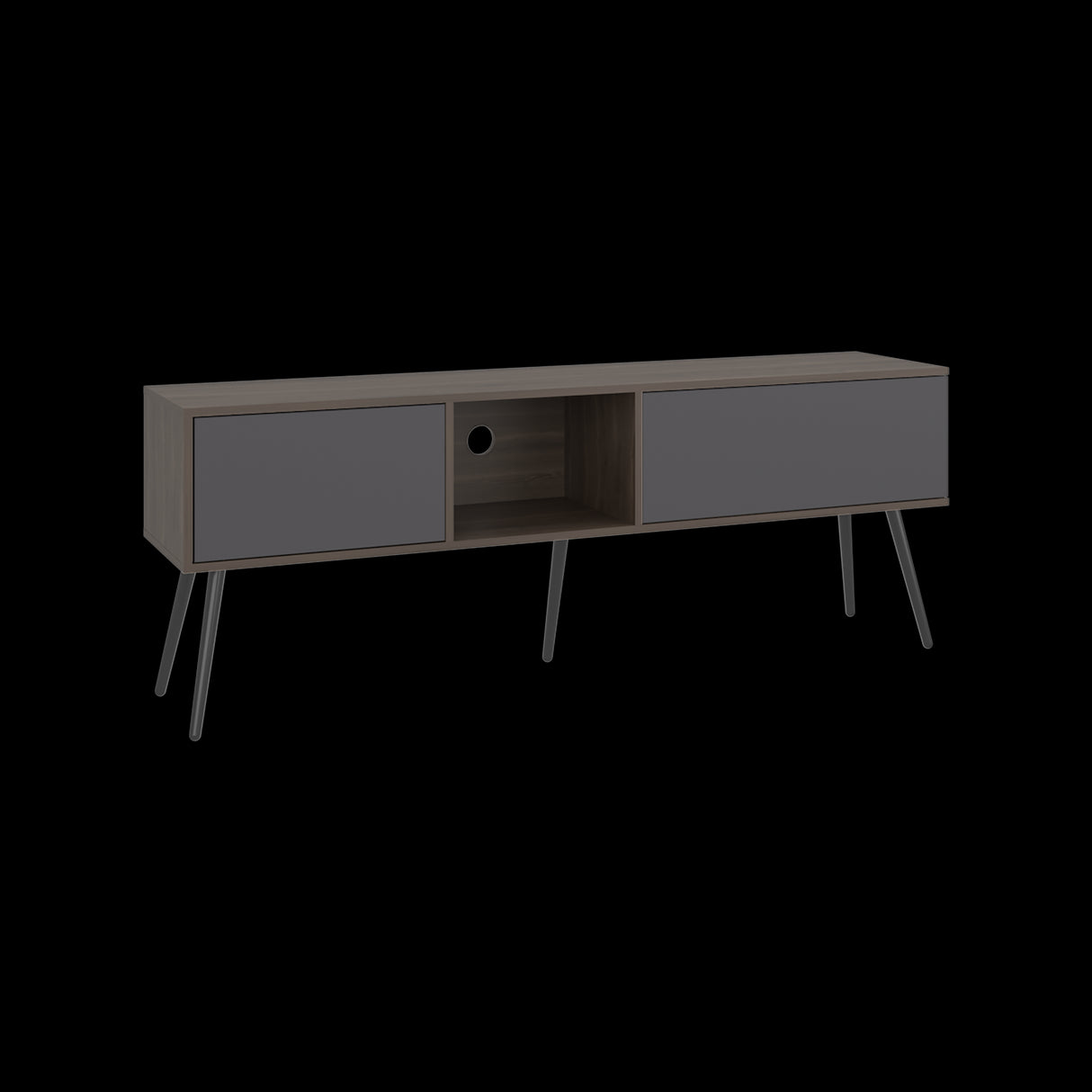 Mesa para TV Zurich Milan y Plomo 158.4x58.4cm para TV Hasta 70" Pulgadas con Tres Compartimientos y con Un Cajón - MUEBLES DE TV | Bylmo