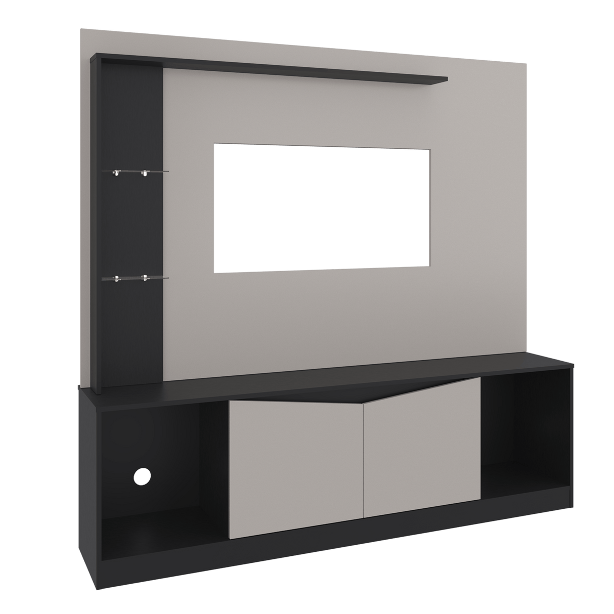 Centro de Entretenimiento Cuera Capri y Wengue 180x174cm para TV Hasta 60" Pulgadas con Seis Compartimientos - MUEBLES DE TV | Bylmo