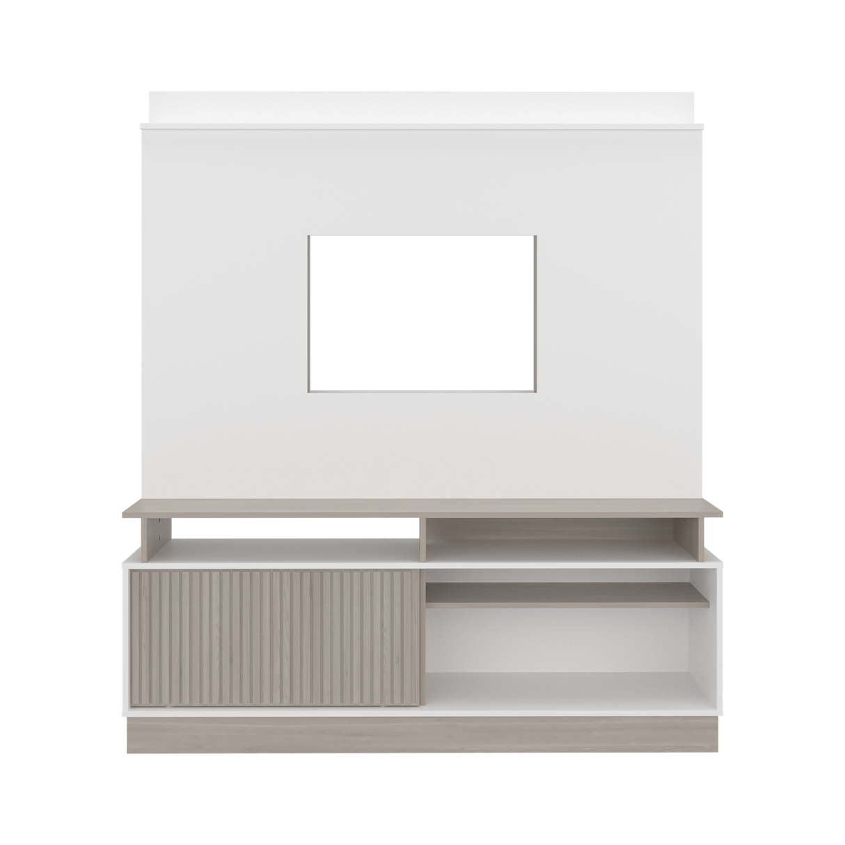 Rack de TV Thun Blanco y Bardolino 160x182.5cm para TV Hasta 70" Pulgadas con Siete Compartimientos - MUEBLES DE TV | Bylmo