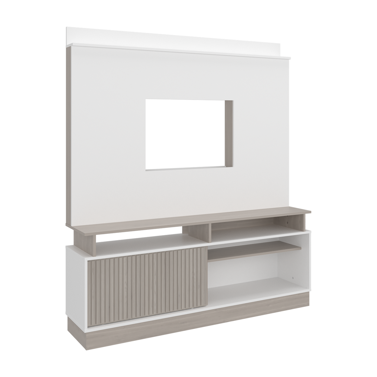 Rack de TV Thun Blanco y Bardolino 160x182.5cm para TV Hasta 70" Pulgadas con Siete Compartimientos - MUEBLES DE TV | Bylmo