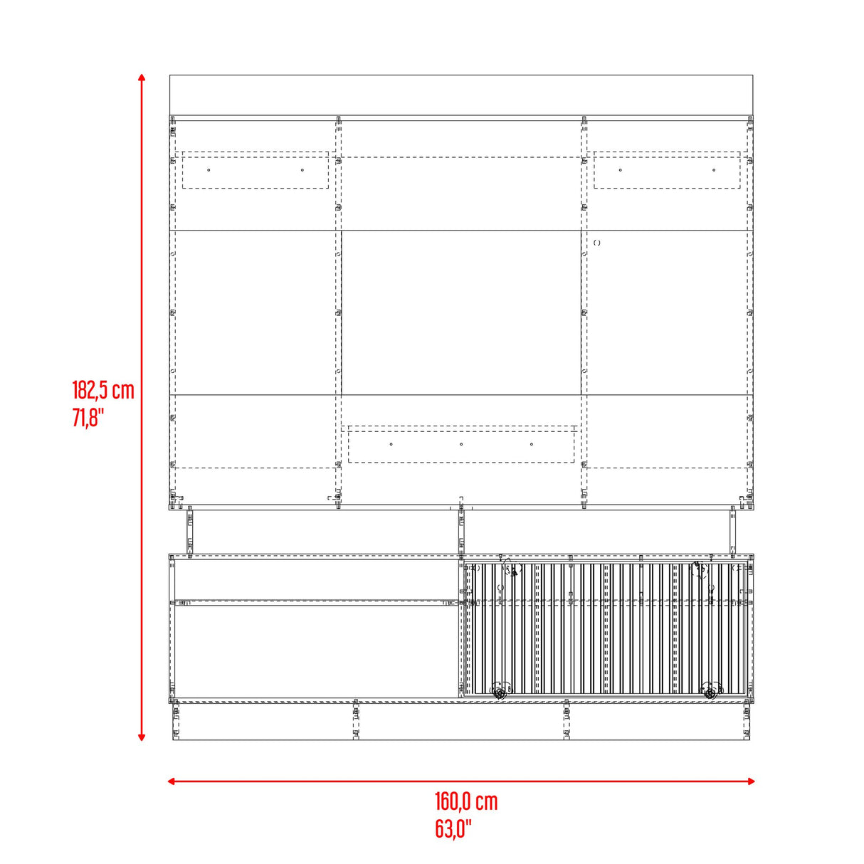 Rack de TV Thun Blanco y Bardolino 160x182.5cm para TV Hasta 70" Pulgadas con Siete Compartimientos - MUEBLES DE TV | Bylmo