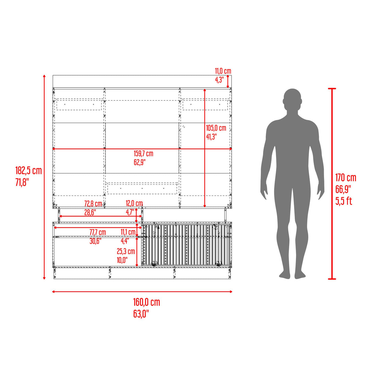 Rack de TV Thun Blanco y Bardolino 160x182.5cm para TV Hasta 70" Pulgadas con Siete Compartimientos - MUEBLES DE TV | Bylmo