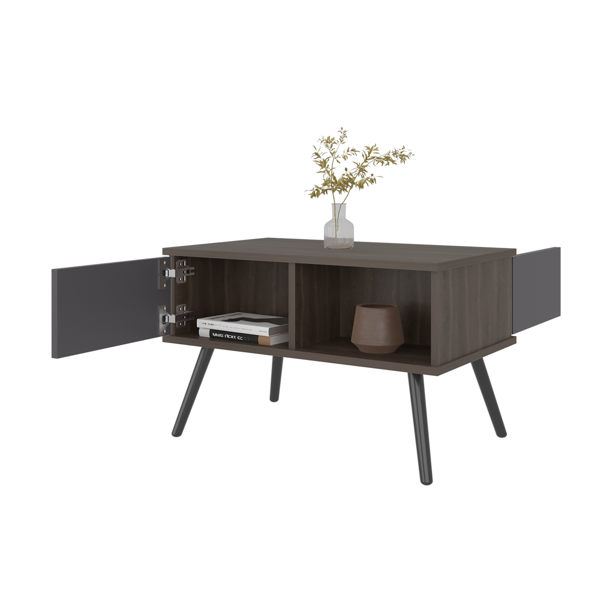 Mesa de Centro Zurich Milan y Plomo 63.3x40cm Rectangular con Compartimientos - MESAS DE CENTRO | Bylmo