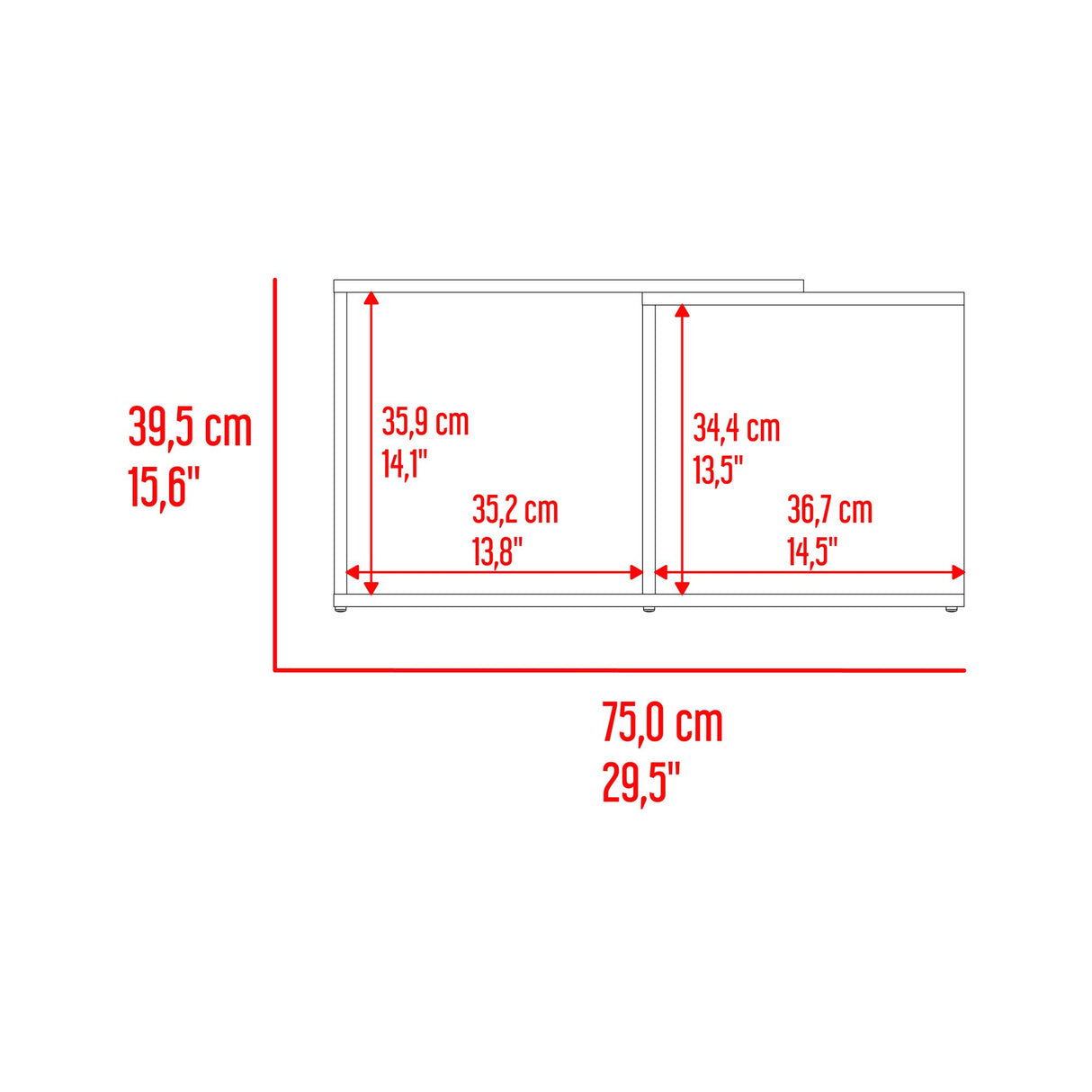 Mesa de Centro Cuera Capri y Wengue 75x3905cm Rectangular con Compartimientos - MESAS DE CENTRO | Bylmo