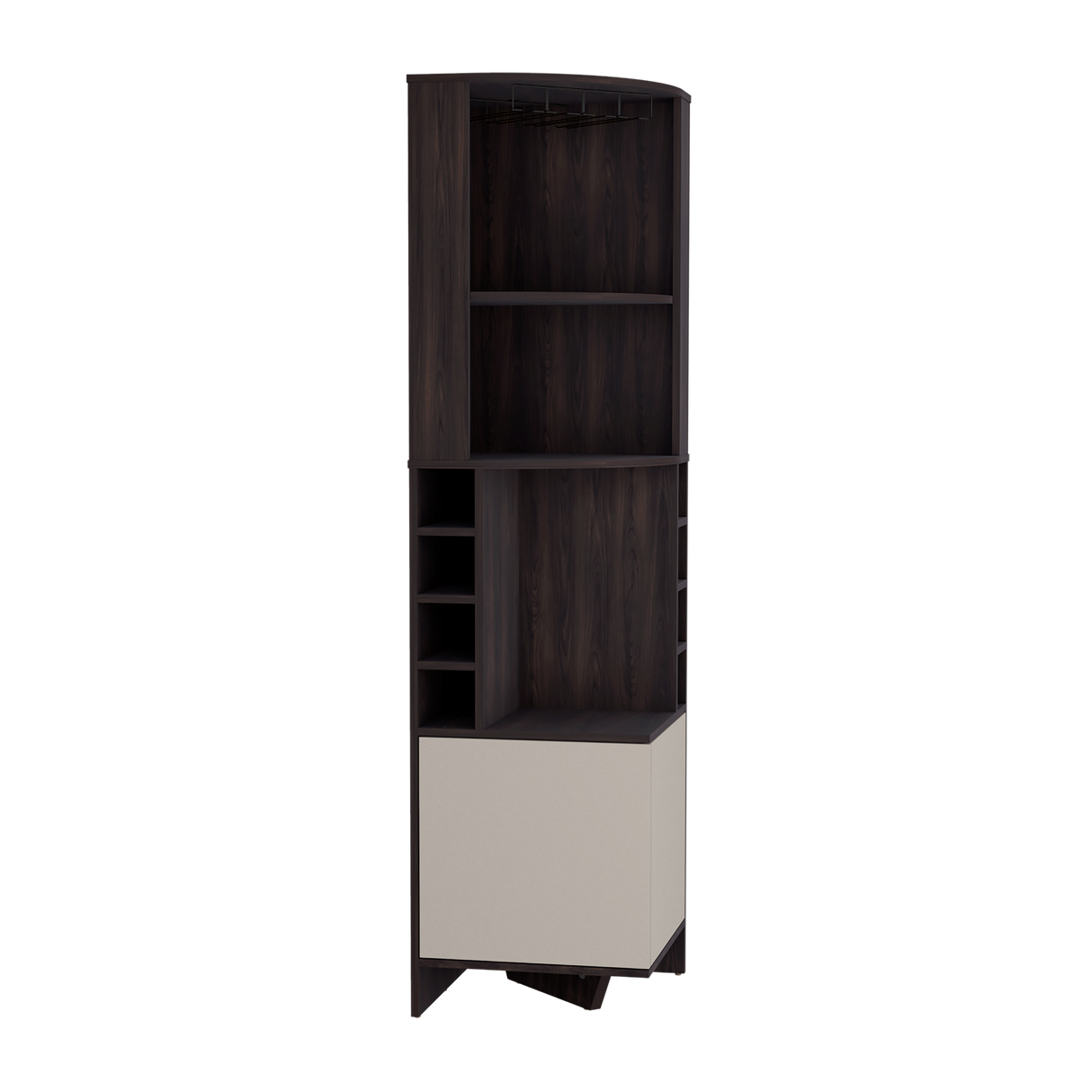 Bar Esquinero Renens Nogal 46.9x180.6cm con Siete Compartimientos con Un Portacopas y con Ocho Portabotellas - BARES | Bylmo