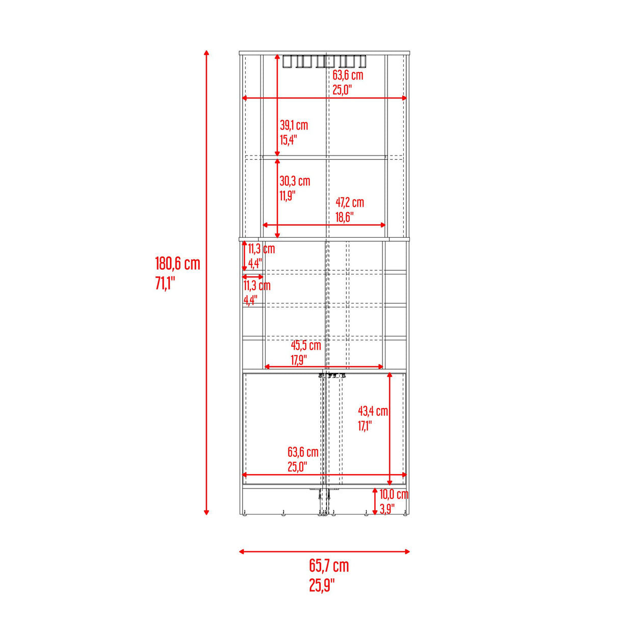 Bar Esquinero Renens Nogal 46.9x180.6cm con Siete Compartimientos con Un Portacopas y con Ocho Portabotellas - BARES | Bylmo