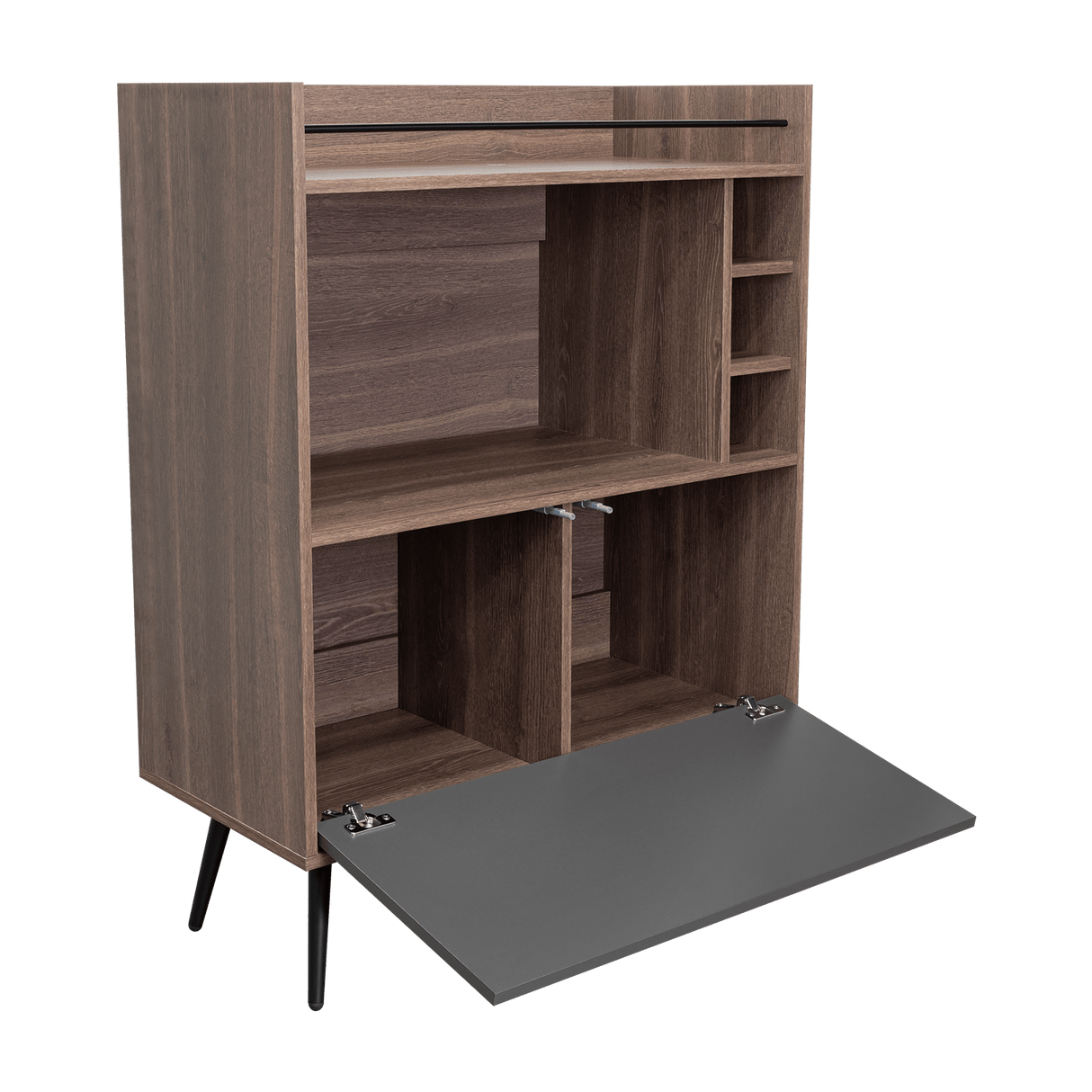 Bar Zurich Milan y Plomo 80x107.1cm con Cinco Compartimientos y con Tres Portabotellas - BARES | Bylmo