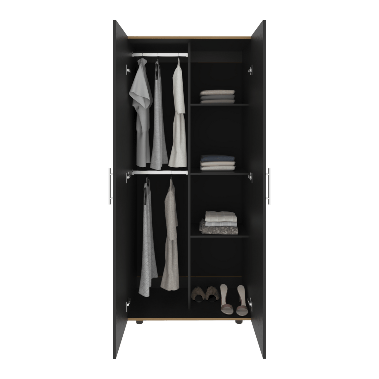 Closet Tera Fresno Europeo y Wengue 80x180cm con Cinco Compartimientos y con dos Puertas Batibles - CLOSETS | Bylmo