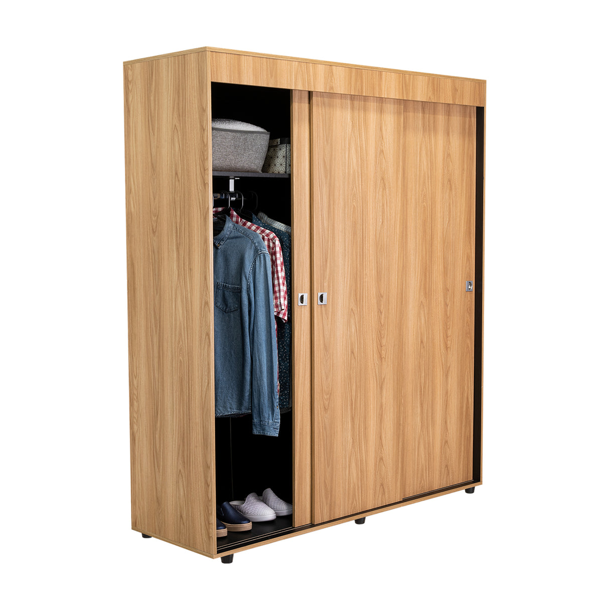 Closet Angelo Fresno Europeo y Wengue 150x180.6cm con Tres Compartimientos y con dos Puertas Coredizas - CLOSETS | Bylmo