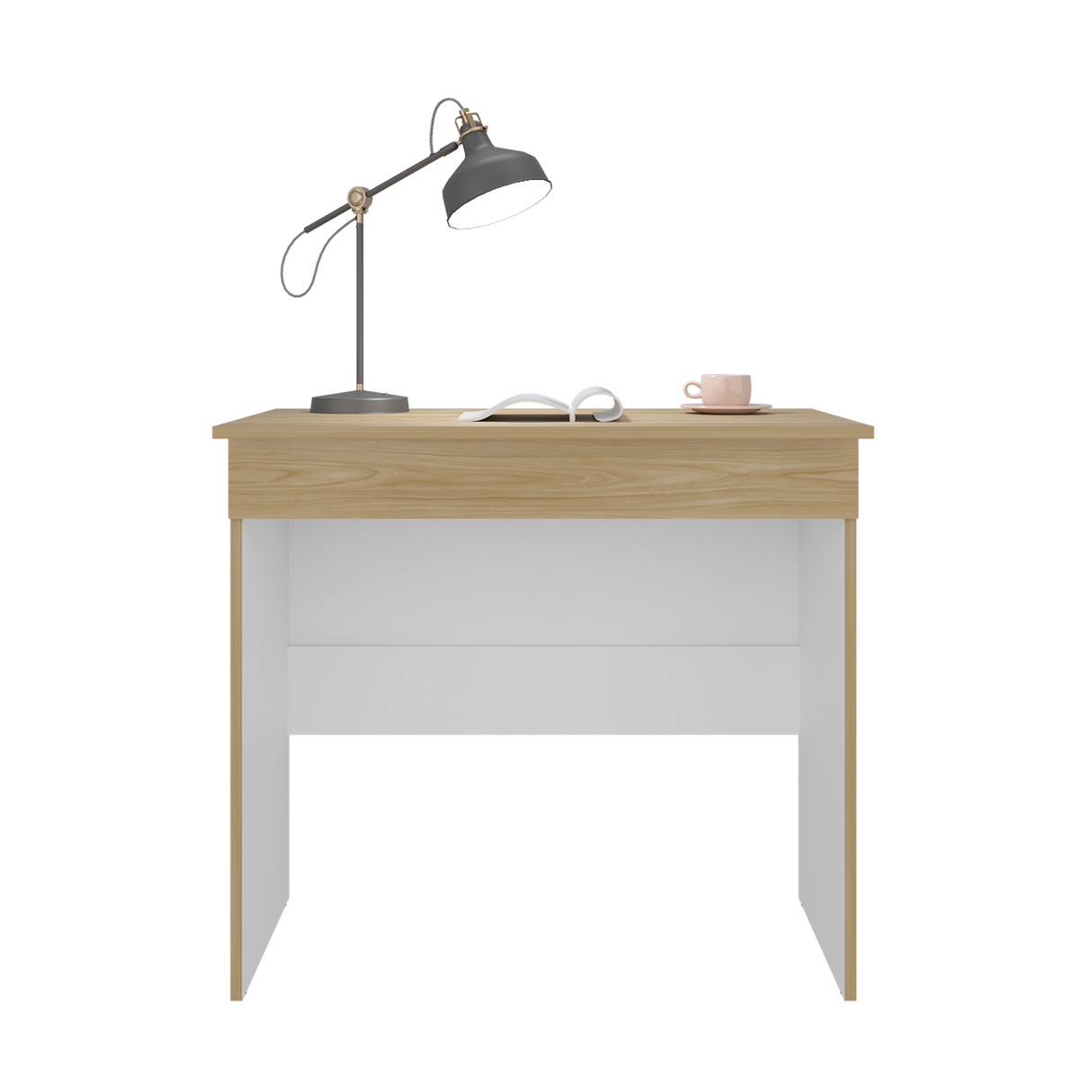 Escritorio Ohio Eco Fresno Europeo y Blanco 80x73cm con Un Cajón