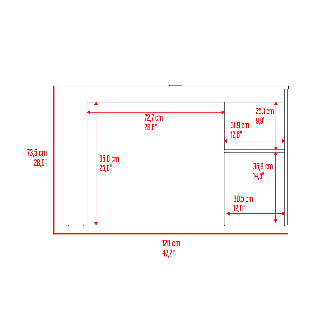 Escritorio Cuera Nogal 120x73.5cm sin Cajones y con Organizador de Libros - ESCRITORIOS | Bylmo
