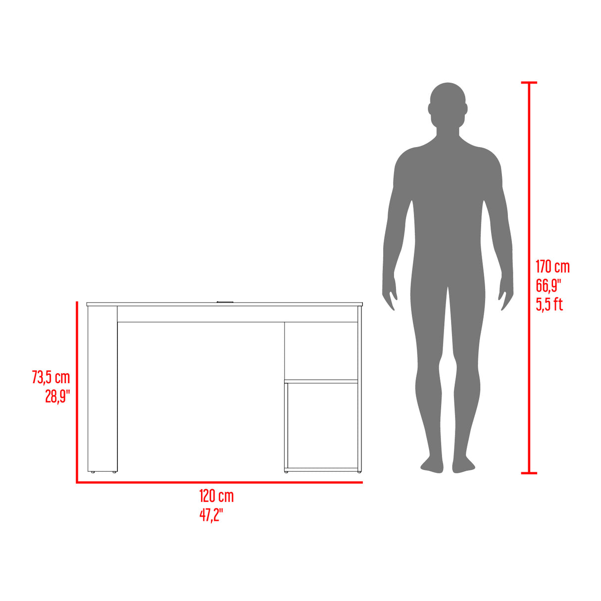 Escritorio Cuera Nogal 120x73.5cm sin Cajones y con Organizador de Libros - ESCRITORIOS | Bylmo