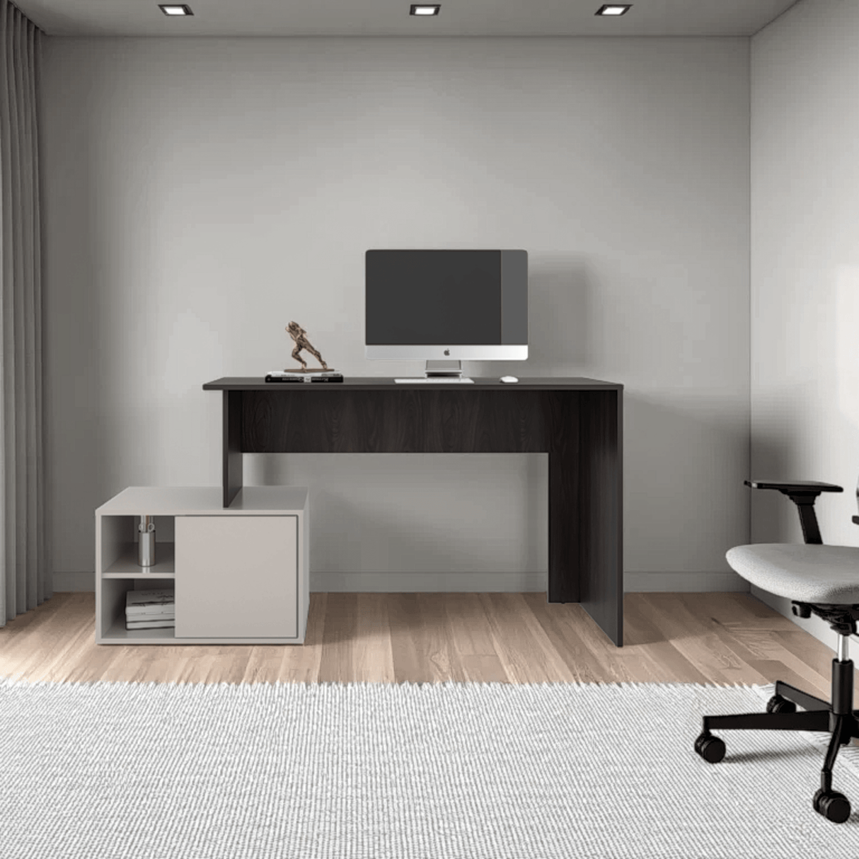 Escritorio Renens Nogal y Capri 151.5x75.6cm sin Cajones y con Organizador de Libros - ESCRITORIOS | Bylmo