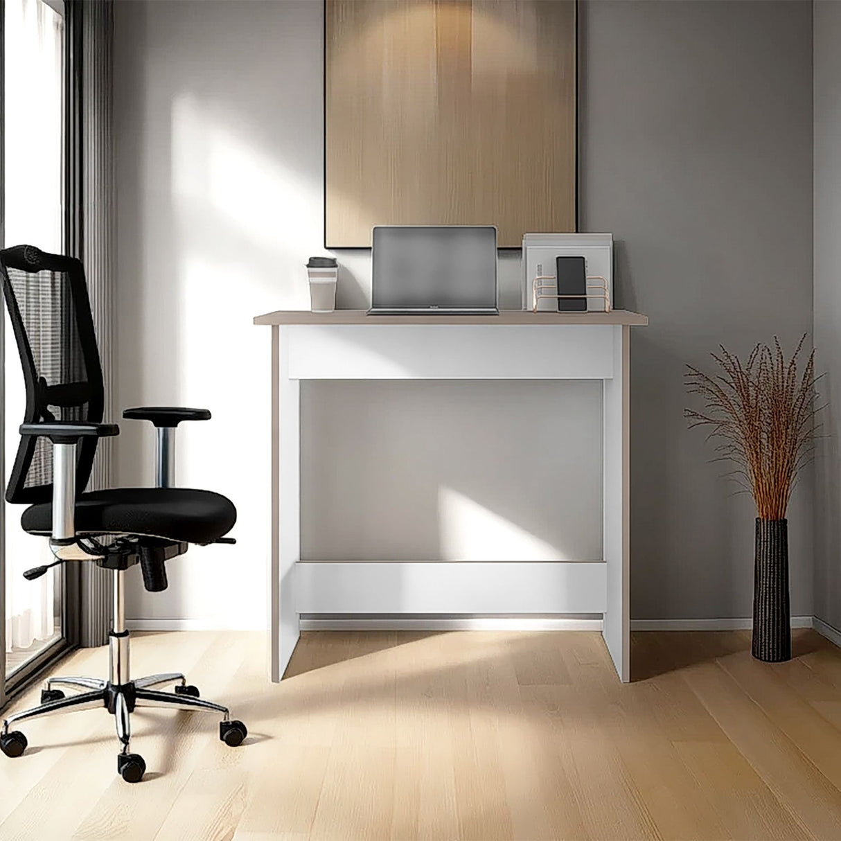 Escritorio Sion Bardolino y Blanco 80x75.6cm sin Cajones - ESCRITORIOS | Bylmo