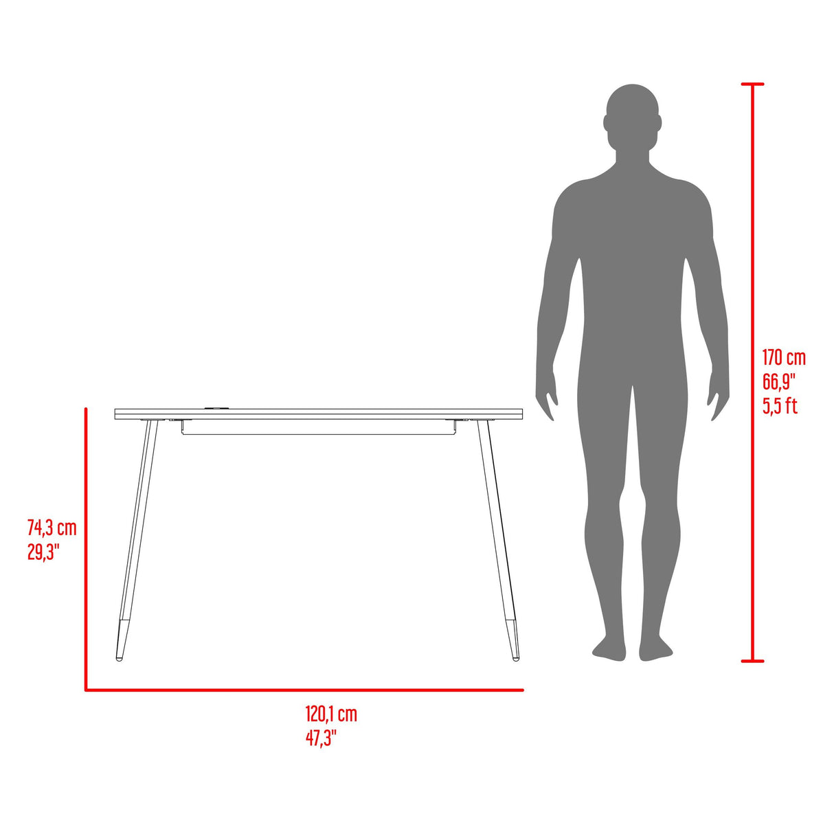 Escritorio Zurich Milan y Plomo 120.1x74.3cm sin Cajones - ESCRITORIOS | Bylmo