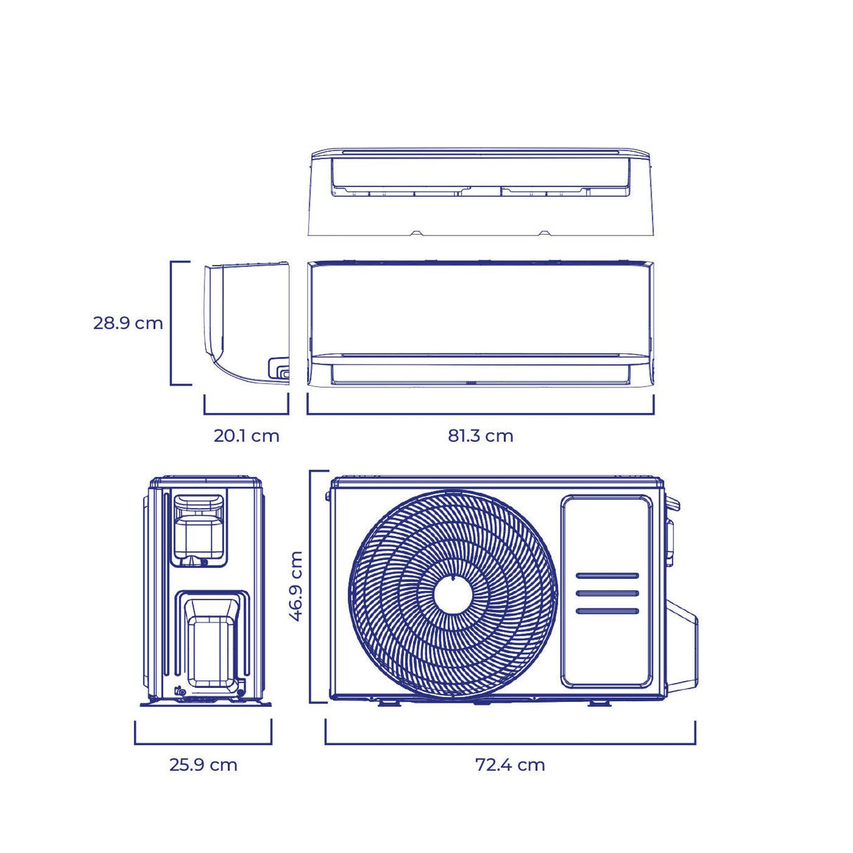 Aire Acondicionado Kalley Split Inverter Blanco Brillante 81.3x28.9cm 110 Voltios con Temporizador y con Control Remoto - AIRES ACONDICIONADOS | Bylmo
