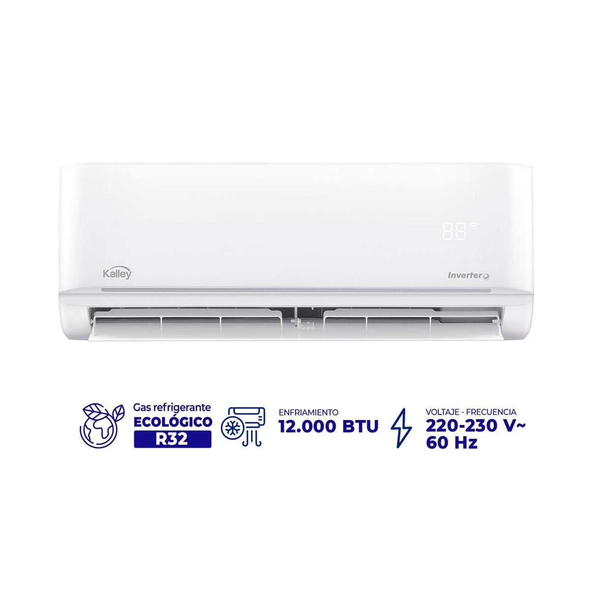 Aire Acondicionado Kalley Split Inverter Blanco Brillante 80.5x29.6cm 220 Voltios con Temporizador y con Control Remoto - AIRES ACONDICIONADOS | Bylmo