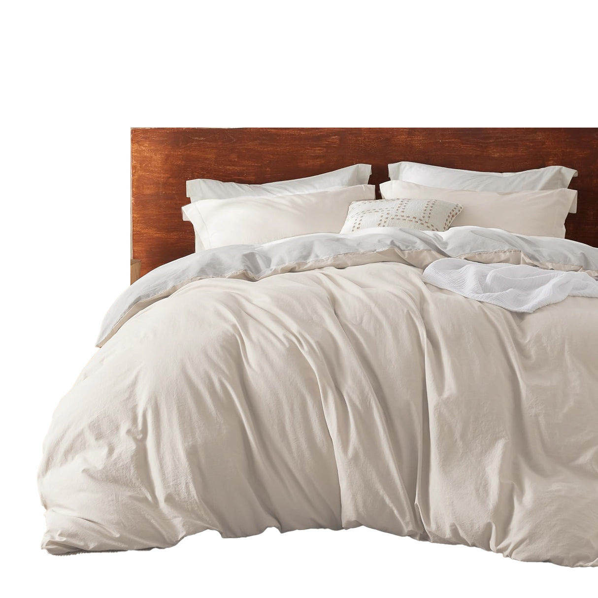 Funda de Duvet Bicolor Beige y Gris 240x240cm Doble Faz para Cama Queen - TENDIDOS Y CUBRELECHOS | Bylmo