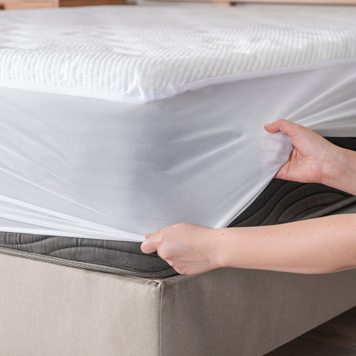 Protector de Colchón FreshComfort Blanco 220x240cm Antifluido para Cama Doble 140 X 180 Cm - PROTECTORES DE COLCHON | Bylmo