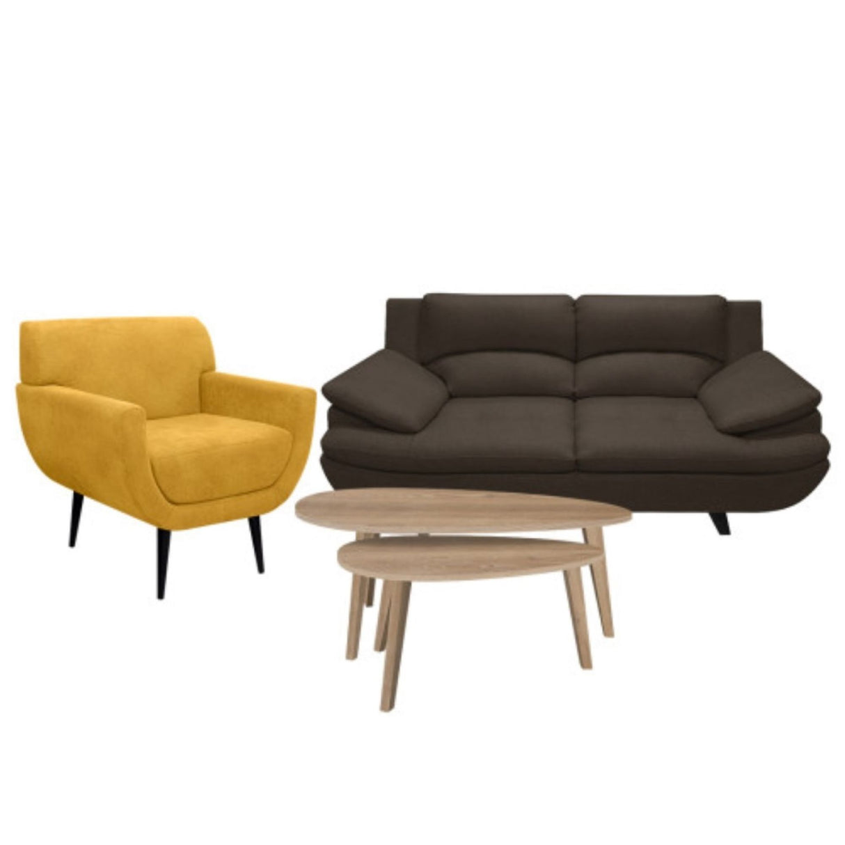Sala Cindy Café 180x85cm de Tres Puestos con Apoya Brazos y Resistente a Rasguños - SOFAS Y POLTRONAS | Bylmo