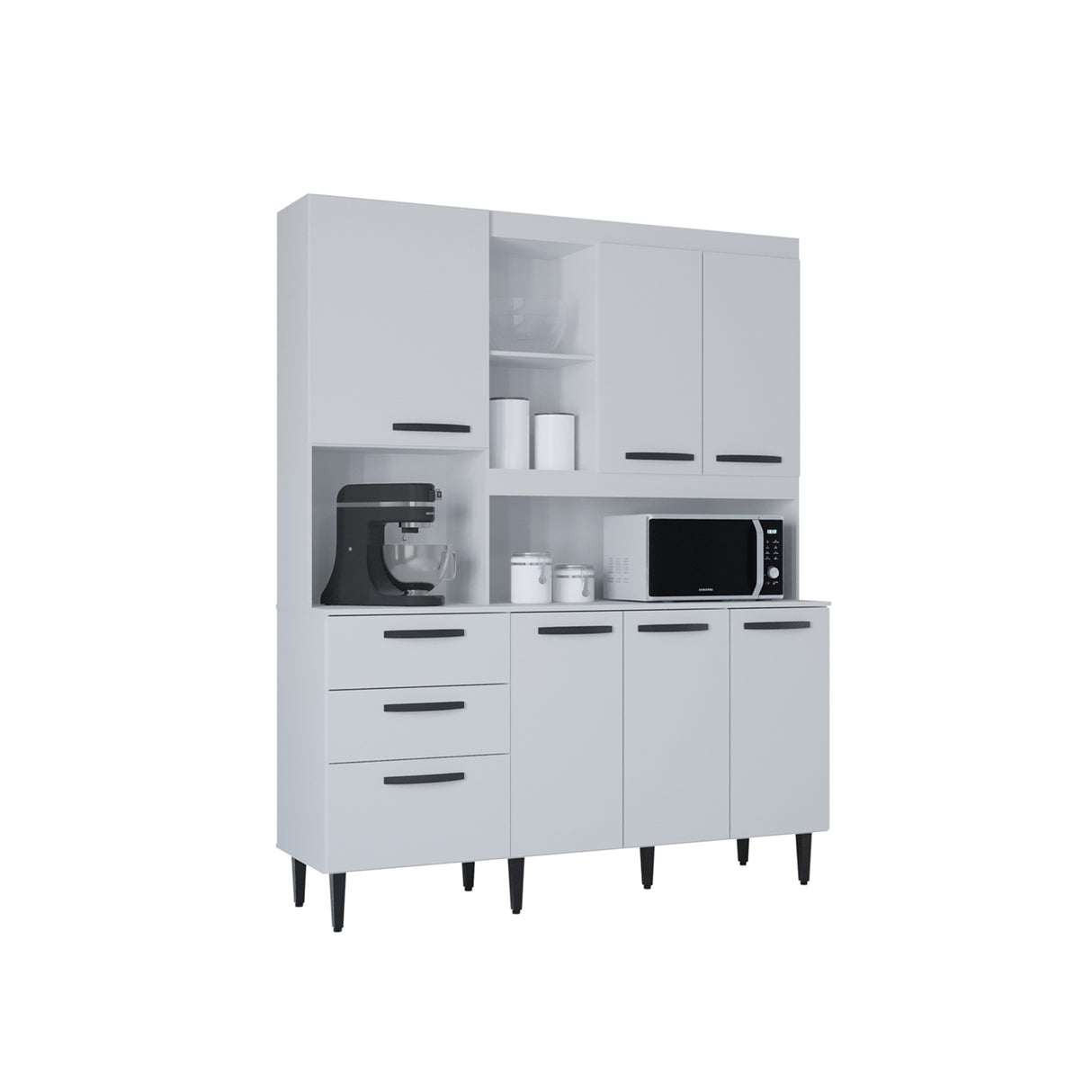 Alacena Catarina Blanco 160x200cm con Dos Cajones y Seis Puertas - ALACENAS Y MUEBLES MICROONDAS | Bylmo