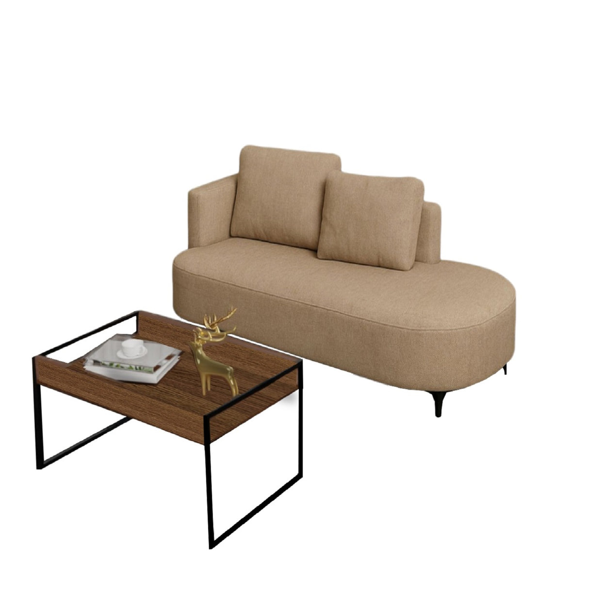 Sala Dubai Beige y Amaretto 160x70cm De Tres Puestos Antifluido con Mesa de Centro - SOFAS Y POLTRONAS | Bylmo
